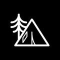 Camping tent icon outline vector contour isolated on black background Royalty Free Stock Photo