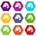 Camping tent icons set 9 vector Royalty Free Stock Photo