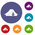 Camping tent icons set Royalty Free Stock Photo