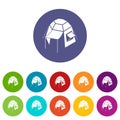 Camping tent icons set vector color Royalty Free Stock Photo