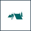 camping tent vector icon. Tourist tent design element