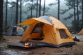 Camping tent, Nature travel concept. generative AI