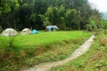 Camping Tent near on the watercourse or Small waterfall at Doi Inthanon, Chiangmai Royalty Free Stock Photo