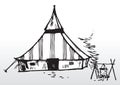 Camping tent sketch Royalty Free Stock Photo