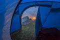 sunset from the tent in triund Royalty Free Stock Photo
