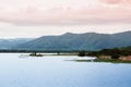 Camping at Blue lake of Yang Chum Water reservior evening summer sky - Thailand Royalty Free Stock Photo