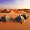 Camping tents in desert, travel, destination scenics