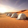Camping tents in desert, travel, destination scenics