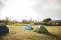 Camping tents on the lawn, a relaxing time with nature