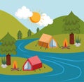 camping tents river