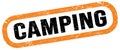 CAMPING, text written on orange-black stamp sign