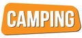 CAMPING text on orange trapeze stamp sign