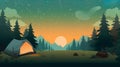 Camping themed background with empty copy space for text, Generative AI Royalty Free Stock Photo