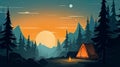 Camping themed background with empty copy space for text, Generative AI Royalty Free Stock Photo