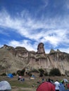 camping and then waking up with a rich blue sky full of clouds