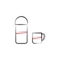 Camping, thermo 2 colored line icon. Simple hand drawn color element illustration. Camping, thermo outline symbol design from