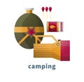 Camping tools or camp accessory vector icons Royalty Free Stock Photo