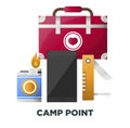 Camping or camp adventure tools vector icons Royalty Free Stock Photo