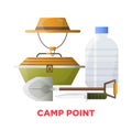 Camping or camp point tools vector icons Royalty Free Stock Photo