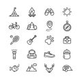 Camping Tourism Hiking Icon Set. Vector Royalty Free Stock Photo