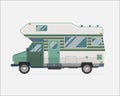 Camping Trailer Family Traveler Truck Flat Style Icon