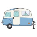 Camping trailer icon, recreational family voyage car