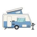 Camping trailer icon, travel and vacation family transport