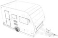 Camping trailer vector. Wire-frame line isolated. Vector rendering of 3d