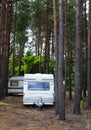 Camping trailers in the forest