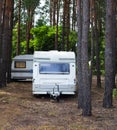 Camping trailers in the forest