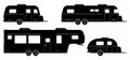 Travel trailer black icons vector illustration Royalty Free Stock Photo