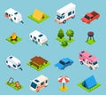 Camping And Travel Isometric Icons Set Royalty Free Stock Photo