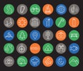 Camping and travel linear icons set