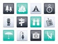 Camping, travel and Tourism icons over co over color backgroundlor background