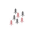 Camping, trees, pines 2 colored line icon. Simple hand drawn color element illustration. Camping, trees, pines outline symbol