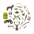 Camping trip equipment collection. accessories and base