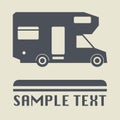 Camping truck or car icon or sign Royalty Free Stock Photo