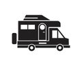 Camping trucks black glyph icon template black color editable