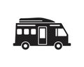 Camping trucks black glyph icon template black color editable. Camping trucks black glyph icon symbol Flat vector illustration for