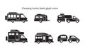 Camping trucks black glyph icon template black color editable. Camping trucks black glyph icon symbol Flat vector illustration for