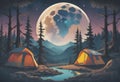 Camping under Descending Moon, Generative AI