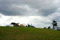 Camping under rain clouds