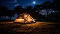 Camping under the starry night, nature tranquil beauty illuminated generated by AI