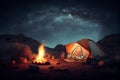 Camping under the stars, concept of Night Sky.generative ai