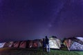 Camping under the stars and milky way at night in nan thailand