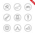 Camping. Universal icons set. Vector. Thin line. Royalty Free Stock Photo