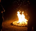 Frieds around a bonfire camp at night