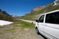 A camping van in the swiss mountains