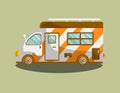 Camping van trailer or motorhome vector flat icon