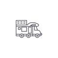 Camping van vector line icon, sign, illustration on background, editable strokes Royalty Free Stock Photo